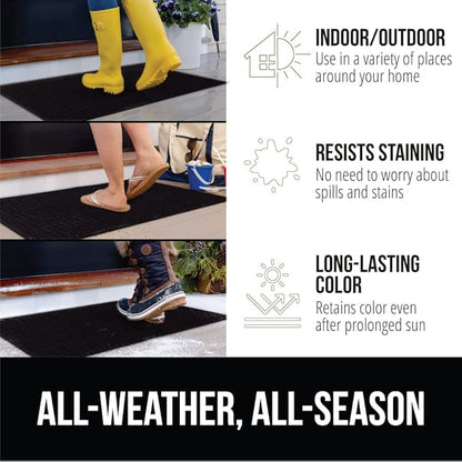 GORILLA GRIP® Ultra Absorbent Front Door Mat Outside Entrance, Traps Dirt and Moisture, HydroABSORB Indoor Outdoor Doormat Holds Up to 1.7 Cups Water, Stain and Fade Resistant Welcome Mat, 29x17 Black