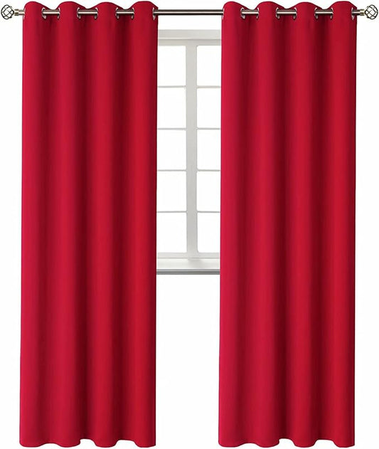 BGment Room Darkening Curtains 95 Inches Long - Grommet Thermal Insulated Drapes Window Treatment Curtains for Bedroom, 2 Panels, 52 x 95 Inch, Red
