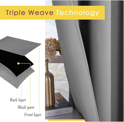 NICETOWN Silver Grey Blackout Curtain Panels for Bedroom, Thermal Insulated Extra Wide Blackout Draperies and Drapes for Basement (2 Panels, W70 x L54-inch)