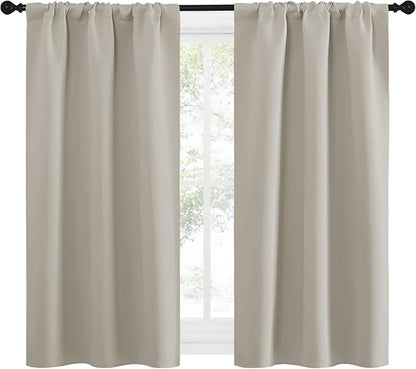NICETOWN Blackout Curtains for Living Curtains, Room Darkening Window Curtain Panels, Easy-Care Solid Thermal Insulated Draperies/Drapes for Daughter Room (Natural, 2 Panels, 29 by 50)