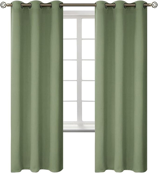 BGment Room Darkening Curtains 72 Inches Long - Grommet Thermal Insulated Drapes Window Treatment Curtains for Bedroom, 2 Panels, 42 x 72 Inch, Grass Green