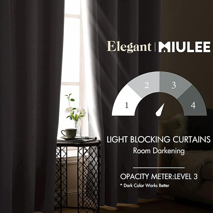 MIULEE 90" Long Room Darkening Curtains Thermal Insulated Drapes Solid Window Treatment Set Grommet Top Light Blocking Blackout Curtain for Living Room/Bedroom 2 Panels Pure White