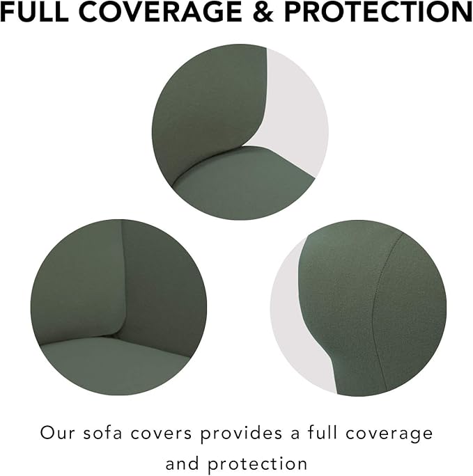 PureFit Super Stretch Sofa Slipcover – Spandex Non Slip Soft Couch Sofa Cover, Washable Furniture Protector with Non Skid Foam and Elastic Bottom for Kids, Pets （Loveseat, Grayish Green）