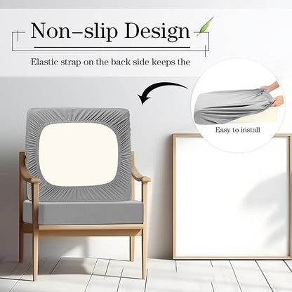 Newwiee Set of 4 Stretch Patio Cushion Covers Sofa Couch Seat Chair Slipcovers Cushion Cover Replacement Furniture Protector for Pets Washable(Light Grey,Seat Cover,Solid)