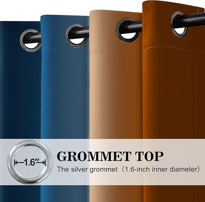 Yakamok Blackout Ombre Dark Blue and Burnt Orange Curtains-Gradient Room Darkening Curtain, Grommet Thermal Insulated Light Blocking Window Drapes Curtain for Living Room Bedroom,52 x 84 Inch,2 Panels
