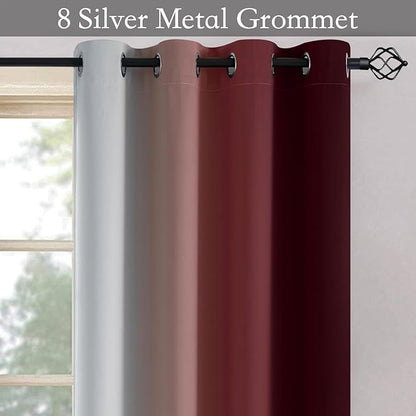 SimpleHome Ombre Room Darkening Curtains 82 inches Length for Bedroom,Grommet Gradient Light Blocking Red Window Curtains for Living Room,2 Panels, 52x82 inches