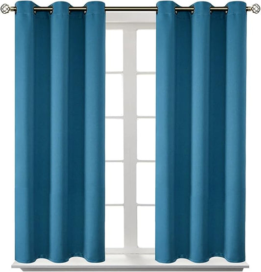 BGment Blackout Curtains - Grommet Thermal Insulated Room Darkening Bedroom and Living Room Curtains, Set of 2 Panels (38 x 45 Inch, Steel Blue)