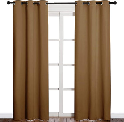 NICETOWN Sleek Blackout Curtains 84 inches Length for Windows, Noise Reducing and Block Draft Panels for Door Doorway Laundry Office Luxury Decor Theme (2 Panels, Gold Brown, W42 x L84 -Inch)