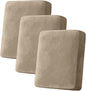 Couch Cover Stretch Velvet Sofa Cushion Cover 3-Piece - Elastic Washable Slipcover for Seat or Backrest, Couch Seat Covers for Sofas (Leather Brown)