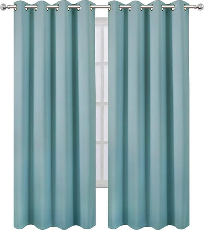 LEMOMO Blackout Curtains 66 x 84 inch/Stone Blue Curtains Set of 2 Panels/Thermal Insulated Room Darkening Bedroom Curtains