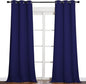 NICETOWN Window Drapes Long Curtains - Living Room Panels Grommet Top Window Treatment for Hall & Guest Room (Navy Blue, 42 inches Wide x 90 inches Long, 2 Pieces)