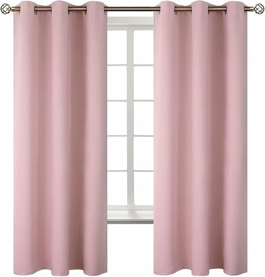 BGment Baby Pink Curtains for Girls Room - Nursery Room Darkening Thermal Insulated Grommet Top Elegant Modern Window Treatment, 2 Panels, 42 x 63 Inch
