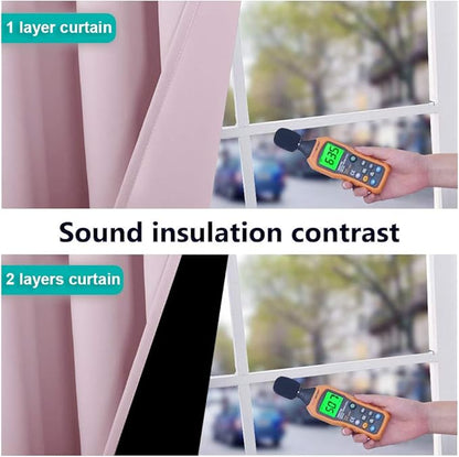 NICETOWN 100% Blackout Window Panel Curtains, Full Light Blocking Drapes with Black Liner for Nursery, 72 inches Drop Thermal Insulated Draperies (Lavender Pink, 2 Pieces, 52 inches Wide Per Panel)