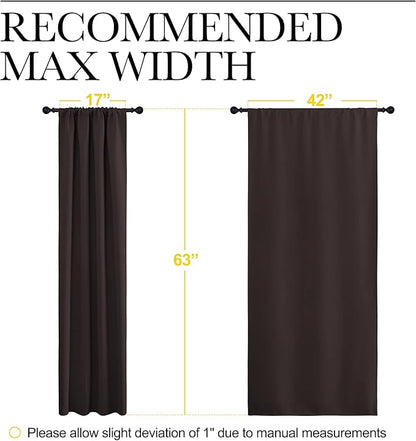 NICETOWN Blackout Curtain Panels 63 inches - Triple Weave Microfiber Energy Saving Thermal Insulated Solid Rod Pocket Blackout Curtains for Bedroom (1 Pair, 42 inches by 63 Inch, Toffee Brown)
