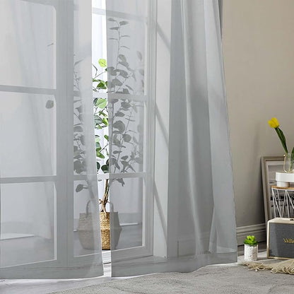 Light Grey Sheer Curtain for Bedroom Living Room 78 Inches Long 2 Panels Set, Solid Soft Airy Light Filtering Sheer Window Curtains, Modern Rod Pocket Door Curtain, 42" Wx78 L Inches