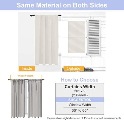 Simplebrand Natural Blackout Curtains for Bedroom 102 Inches Long 2 Panels, Solid Thermal Insulated, Energy Saving Living Room Window Treatment Curtains Blackout Drapes, W50 x L102 Inch, Natural