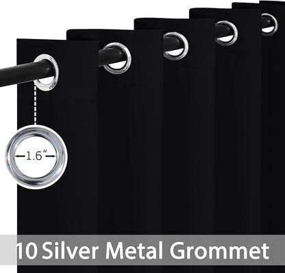 Yakamok Wide Thermal Blackout Patio Door Curtain Panel, Sliding Door Insulated Grommet Curtains, Extra Wide Curtains for Sliding Glass Door, Black, W70 x L84, 1 Panel