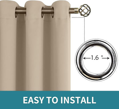 BGment Blackout Curtains - Grommet Thermal Insulated Room Darkening Bedroom and Living Room Curtains, Set of 2 Panels (70 x 63 Inch, Sand)