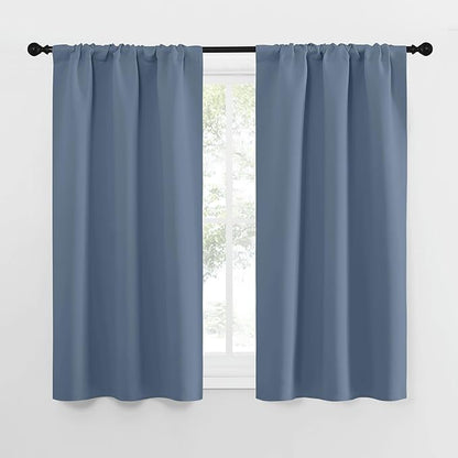 NICETOWN RV Blackout Curtains for Camper Windows, Short Blackout Curtains & Drapes, Thermal Insulated Blackout Curtain Panels for Kids Room, Play Room (Stone Blue, 29" Wide by 50" Long, 2 PCs)