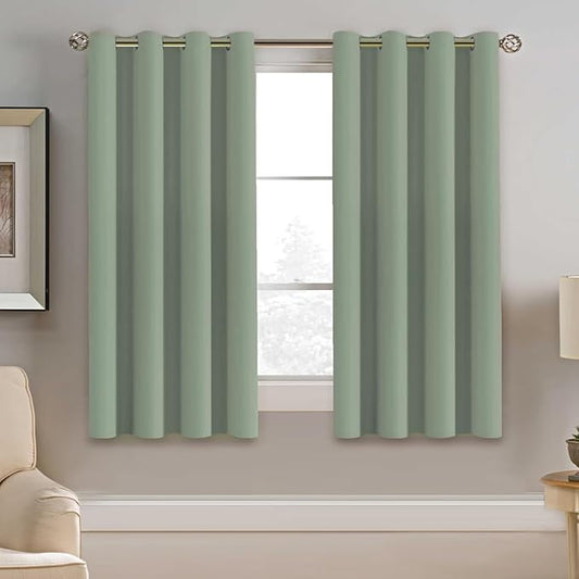 H.VERSAILTEX Blackout Curtain for Living Room Thermal Insulated Window Treatment Curtain 54 inch Length Energy Saving Solid Grommet Top Blackout Drape, One Panel, Sea Grass, 52" W x 54" L