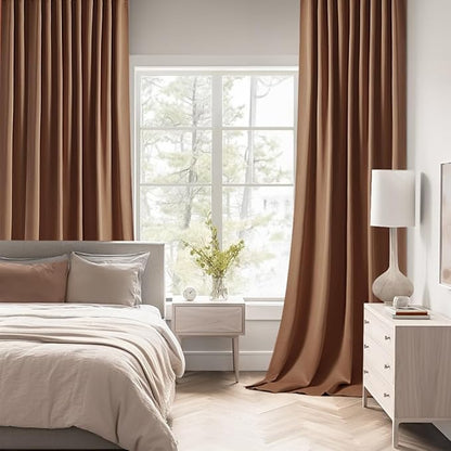 MIULEE Back Tab Blackout Curtains 102 Inch Long 2 Panels Set for Living Room Bedroom, Rod Pocket/Pinch Pleated Thermal Insulated Room Darkening Light Blocking Floor to Ceiling Drapes, Cappuccino Brown