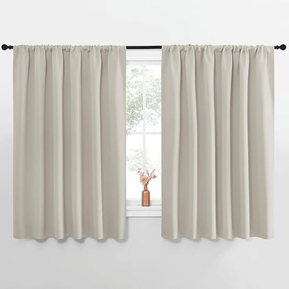 NICETOWN Blackout Curtains for Bedroom, Blackout Curtain Panels, Natural, 1 Pair, 70 by 63-inch, Window Treatment Energy Saving Thermal Insulated Solid Rod Pocket Blackout Drapes/Draperies