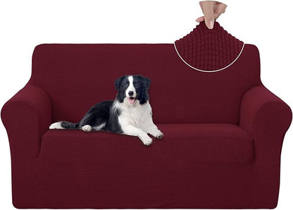 U-NICE HOME Loveseat Cover Stretch Couch Cover Sofa Cover Sofa Slipcover Furniture Protector for 2 Cushion Couch Sofa Pet Friendly(Loveseat, Burgundy)