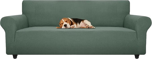 ZNSAYOTX Stretch Oversized Couch Cover Universal Sofa Covers for Living Room Dogs Pet Furniture Protector Spandex Extra Large Sofa Slipcovers with Anti Slip Foam Sticks (Pea Green, XL Sofa)
