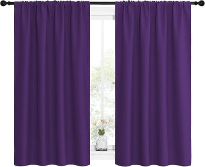 NICETOWN Kitchen Curtains, Short Blackout Curtains & Drapes, Home Decoration Window Treatment Cafe Curtain Panels with Rod Pocket (Royal Purple, 42-inch Wide x 54-inch Long, 2 Panels)