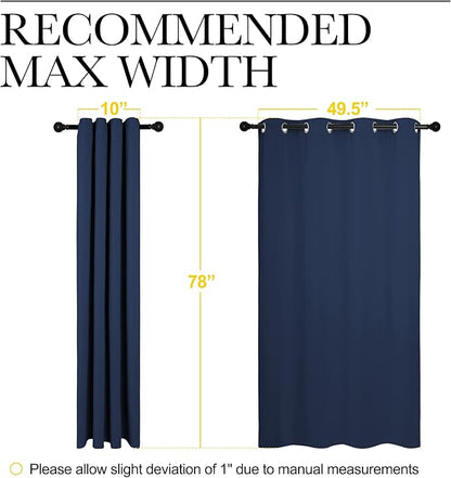 NICETOWN Navy Blackout Curtains 78" Long for Living Room, Thermal Insulated Window Treatment Light Reducing Room Darkening Drapes for Boys Kids Bedroom, Classroom, Apartment (55" W x 78” L, Set of 2)