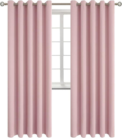 BGment Room Darkening Curtains 84 Inches Long - Grommet Thermal Insulated Drapes Window Treatment Curtains for Bedroom, 2 Panels, 70 x 84 Inch, Baby Pink