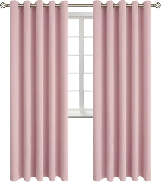 BGment Room Darkening Curtains 84 Inches Long - Grommet Thermal Insulated Drapes Window Treatment Curtains for Bedroom, 2 Panels, 70 x 84 Inch, Baby Pink