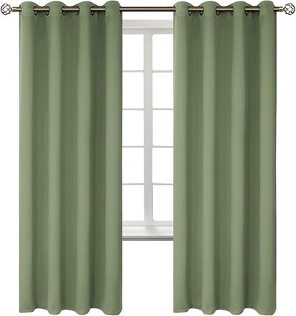 BGment Room Darkening Curtains 72 Inches Long - Grommet Thermal Insulated Drapes Window Treatment Curtains for Bedroom, 2 Panels, 52 x 72 Inch, Grass Green