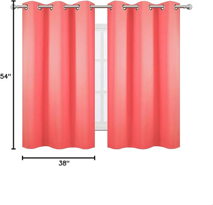 LEMOMO Blackout Curtains 38 x 54 inch/Coral Curtains Set of 2 Panels/Thermal Insulated Room Darkening Bedroom Curtains