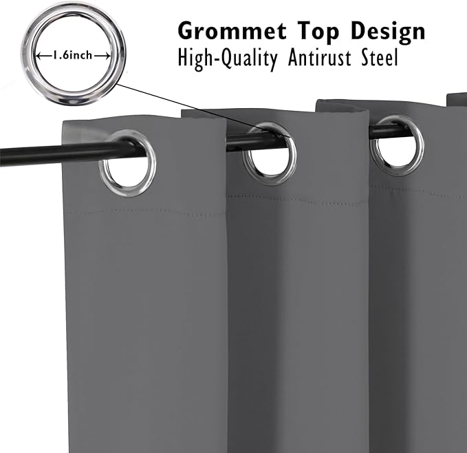 ChrisDowa Small Window Curtains 36 inches Long for Bedroom - Grommet Short Thermal Insulated Room Darkening Curtains for Kitchen (2 Panels, Grey, 34 x 36 Inch)