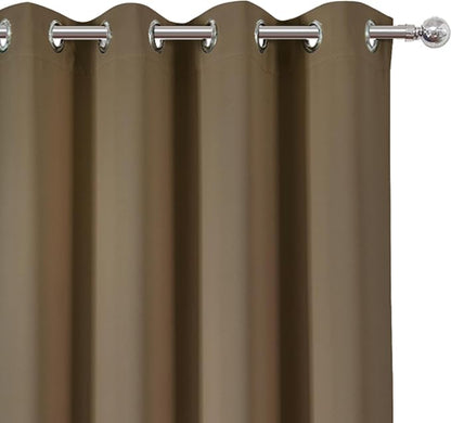 LEMOMO Brown Blackout Curtains 52 x 63 Inch Length/Set of 2 Curtain Panels/Thermal Insulated Room Darkening Curtains for Bedroom and Living Room