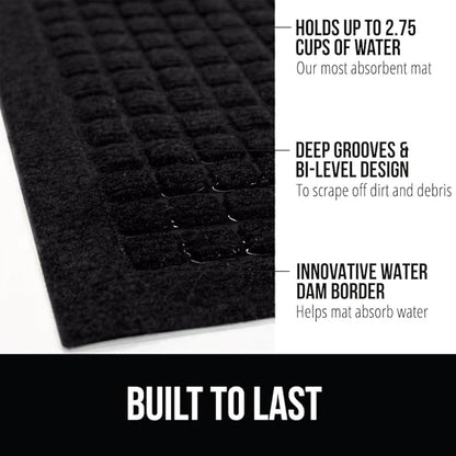 GORILLA GRIP® Ultra Absorbent Front Door Mat Outside Entrance 72x24, Traps Dirt and Moisture, HydroABSORB Indoor Outdoor Doormat Holds Up to 2.75 Cups Water, Stain and Fade Resistant Welcome Mat Black