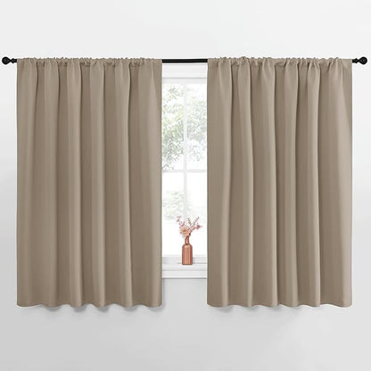 NICETOWN Blackout Curtains for Bedroom, Blackout Curtain Panels, Taupe, 1 Pair, 70 by 63-inch, Window Treatment Energy Saving Thermal Insulated Solid Rod Pocket Blackout Drapes/Draperies