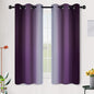 SimpleHome Ombre Room Darkening Curtains for Bedroom, Gradient Purple to Grey White Light Blocking Thermal Insulated Grommet Window Curtain/Drapes for Living Room,2 Panels, 42x63 inches Length