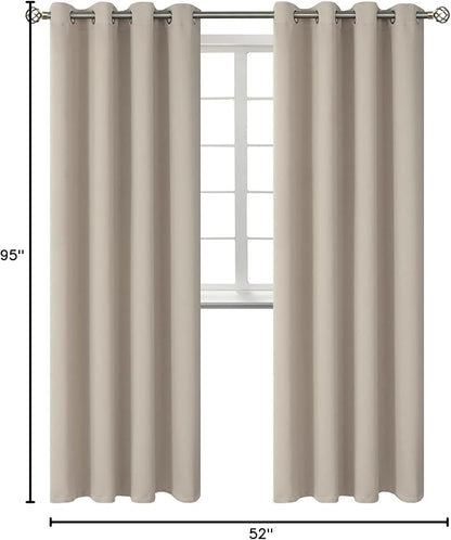 BGment Room Darkening Curtains 95 Inches Long - Grommet Thermal Insulated Drapes Window Treatment Curtains for Bedroom, 2 Panels, 52 x 95 Inch, Camel