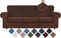 WEERRW 4 Pieces Velvet High Stretch Couch Covers for 3 Cushion Couch Sofa Slipcovers, Washable Furniture Protector with Non Slip Elastic Bottom, Feature Soft and Thick Plush Fabric, Chocolate, Large