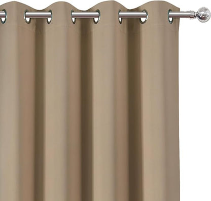 LEMOMO Natural Blackout Curtains 66 x 63 Inch Length/Set of 2 Curtain Panels/Thermal Insulated Room Darkening Blackout Curtains for Bedroom