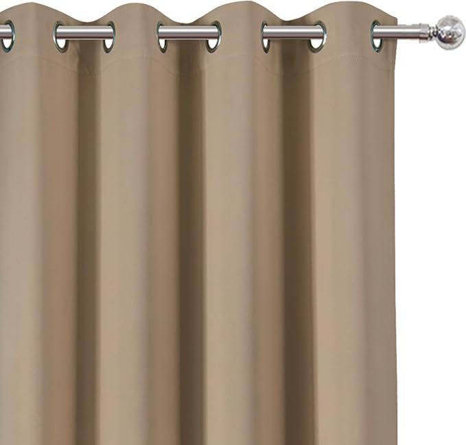 LEMOMO Blackout Curtains 52 x 90 inches Long Natural Curtains Set of 2 Panels Thermal Insulated Room Darkening Curtains for Bedroom
