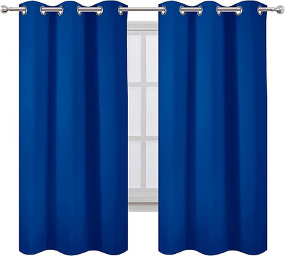LEMOMO Royal Blue Thermal Blackout Curtains/42 x 72 Inch/Set of 2 Panels Room Darkening Curtains for Bedroom