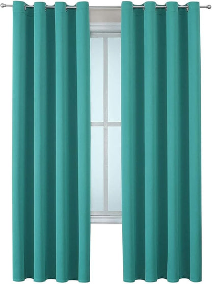 ChrisDowa Grommet Room Darkening Curtains for Bedroom and Living Room - 2 Panels Set Thermal Insulated Blackout Curtains (Teal, 52W x 84L)