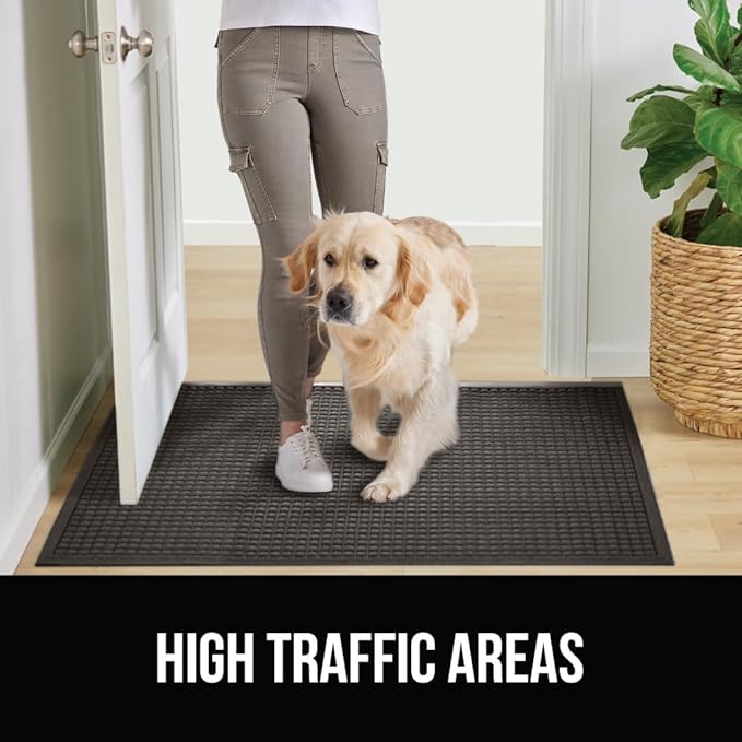 GORILLA GRIP® Ultra Absorbent Front Door Mat Outside Entrance 47x35, Traps Dirt and Moisture, HydroABSORB Indoor Outdoor Doormat Holds Up to 6 Cups Water, Stain and Fade Resistant Welcome Mat Charcoal
