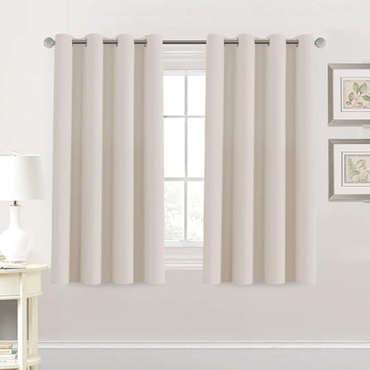 H.VERSAILTEX Blackout Curtain for Living Room Thermal Insulated Window Treatment Curtain 54 inch Length Energy Saving Solid Grommet Top Blackout Drape, One Panel, Natural, 52" W x 54" L