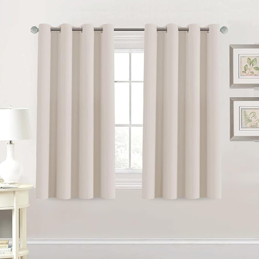 H.VERSAILTEX Blackout Curtain for Living Room Thermal Insulated Window Treatment Curtain 54 inch Length Energy Saving Solid Grommet Top Blackout Drape, One Panel, Natural, 52" W x 54" L