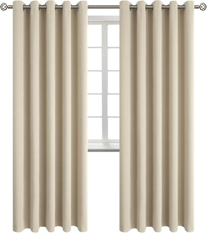 BGment Room Darkening Curtains 84 Inches Long - Grommet Thermal Insulated Drapes Window Treatment Curtains for Bedroom, 2 Panels, 70 x 84 Inch, Beige