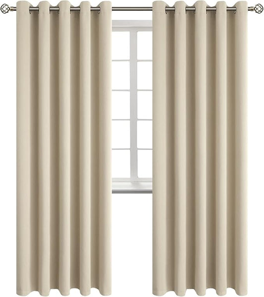 BGment Room Darkening Curtains 84 Inches Long - Grommet Thermal Insulated Drapes Window Treatment Curtains for Bedroom, 2 Panels, 70 x 84 Inch, Beige